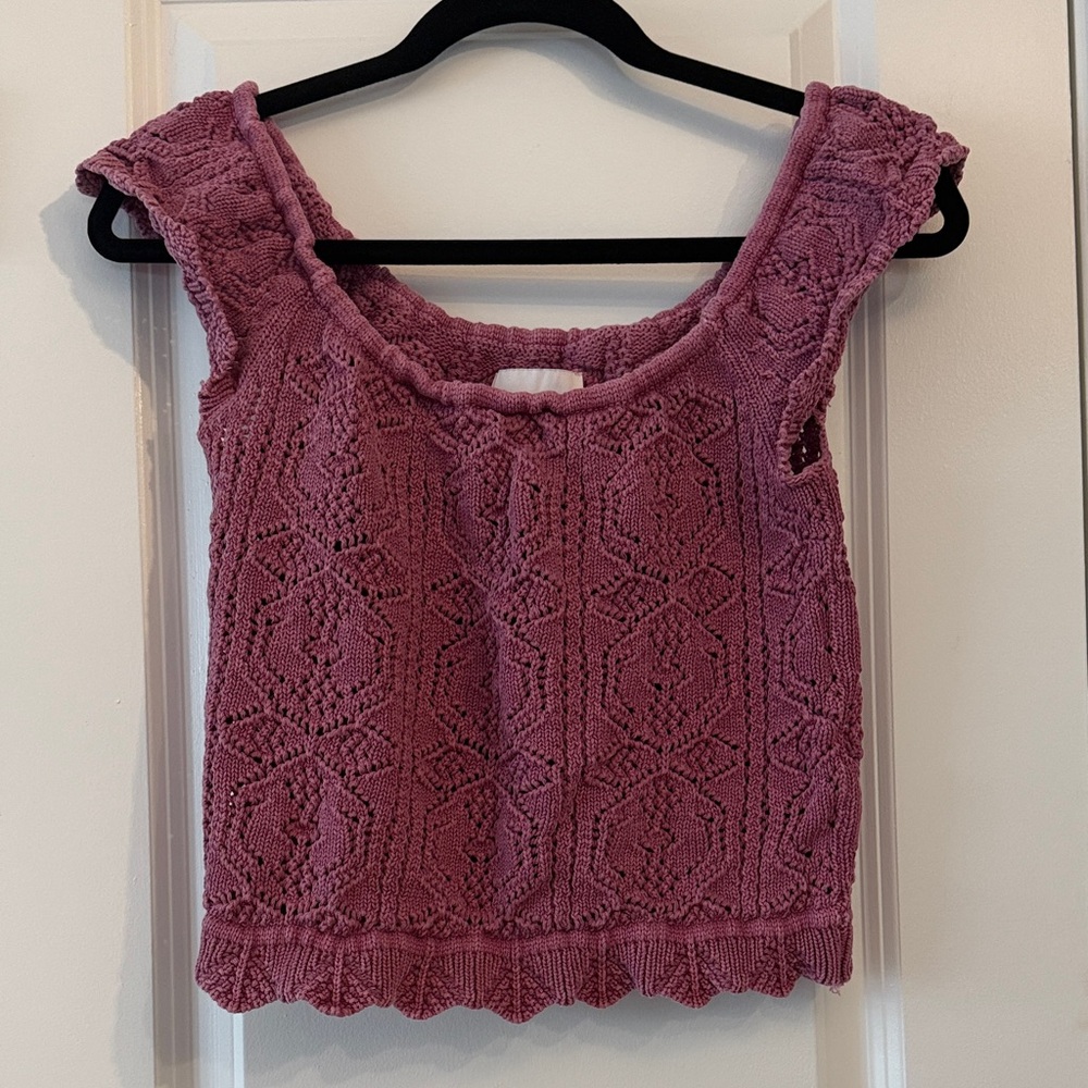 Lucky Brand Textured Knit Crop Top - Mauve